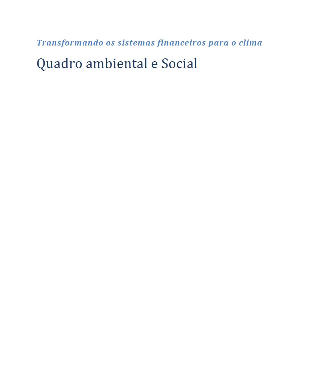 Quadro ambiental e social